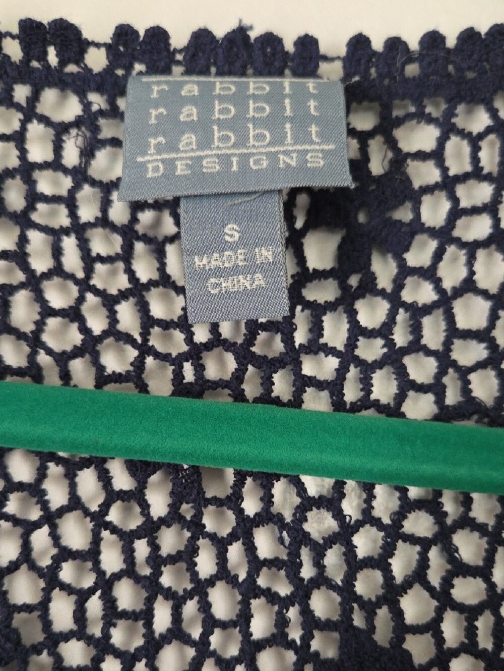 Rabbit Rabbit Rabbit Navy Crochet Floral-Edge Button Cardigan - Picture 2 of 11